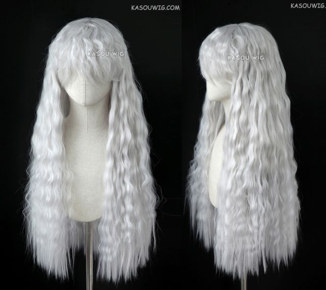 Berserk Griffith 78cm long light silver wavy cosplay wig