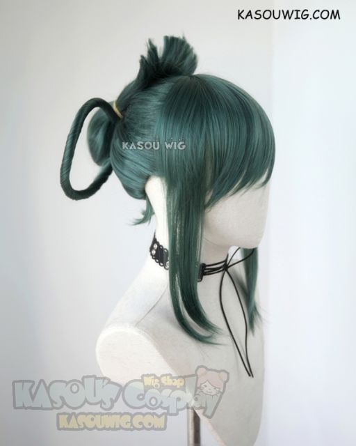 My Hero Academia Tsuyu Asui green cosplay wig with bun