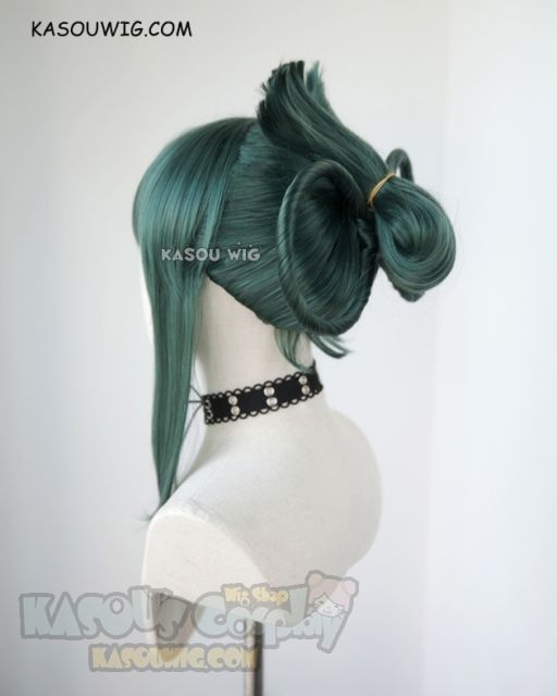 My Hero Academia Tsuyu Asui green cosplay wig with bun