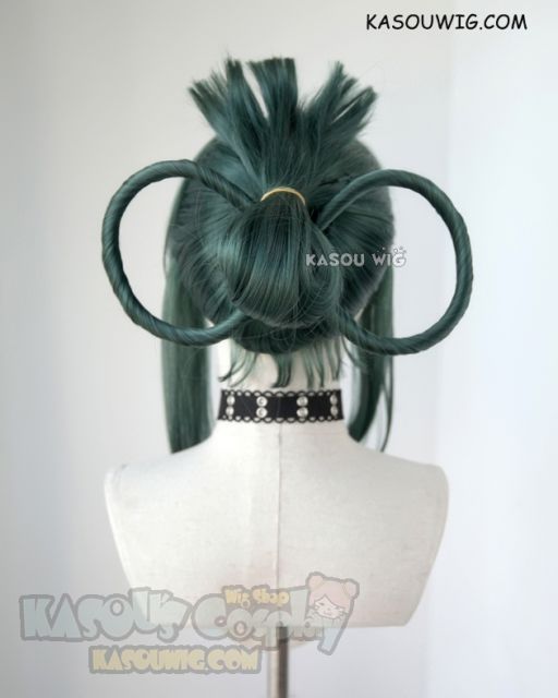 My Hero Academia Tsuyu Asui green cosplay wig with bun