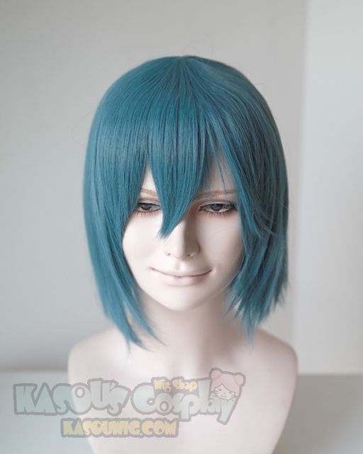 Puella Magi Madoka Sayaka Miki grayish blue short smooth cosplay wig