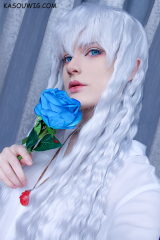 Berserk Griffith 78cm long light silver wavy cosplay wig