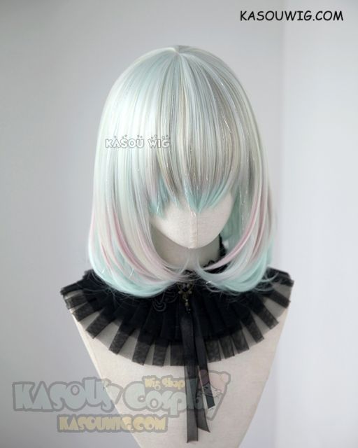 ( Glittering fiber mixed ) Houseki no Kuni Diamond short rainbow bob cosplay wig