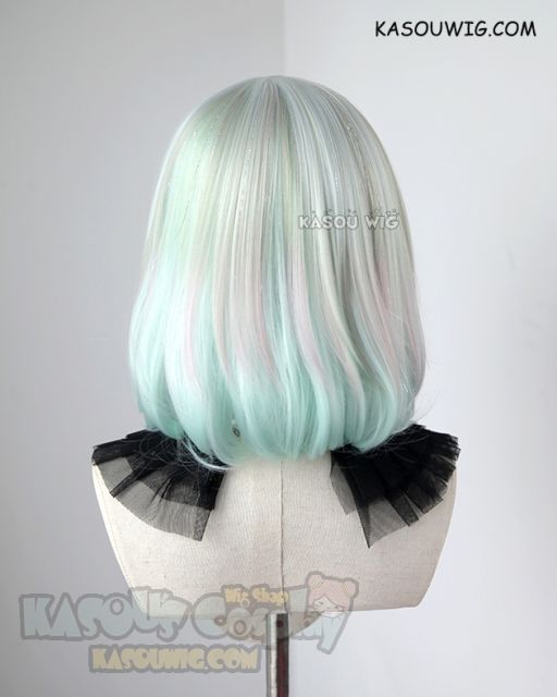 ( Glittering fiber mixed ) Houseki no Kuni Diamond short rainbow bob cosplay wig