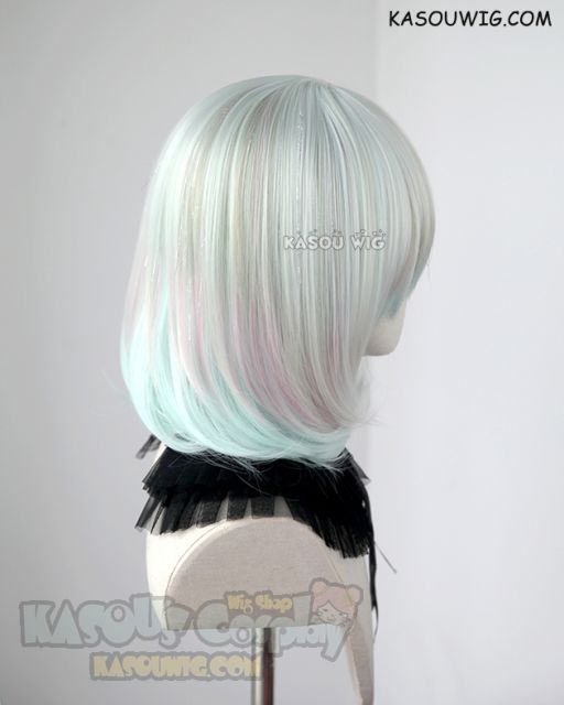 ( Glittering fiber mixed ) Houseki no Kuni Diamond short rainbow bob cosplay wig