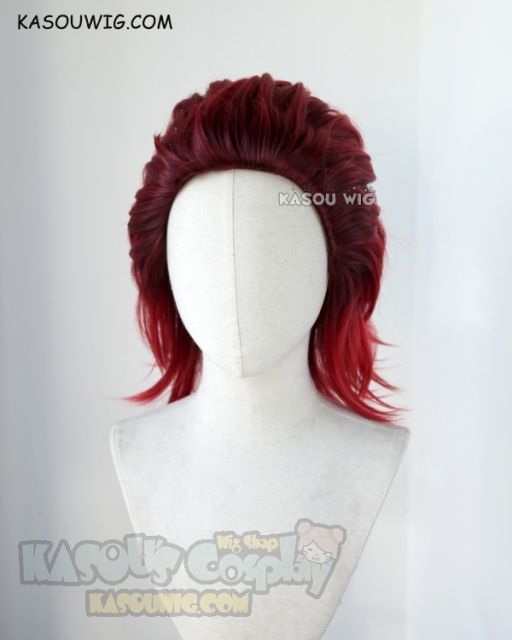 Kingdom Hearts Axel slicked back brown red ombre cosplay wig