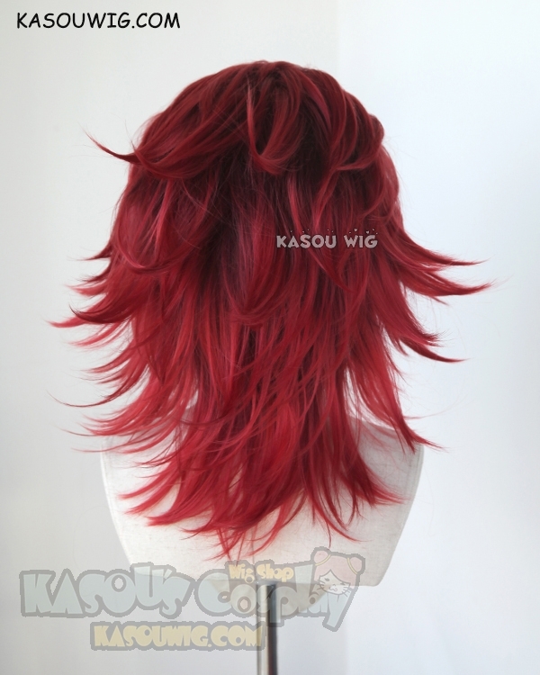 Kingdom Hearts Axel slicked back brown red ombre cosplay wig