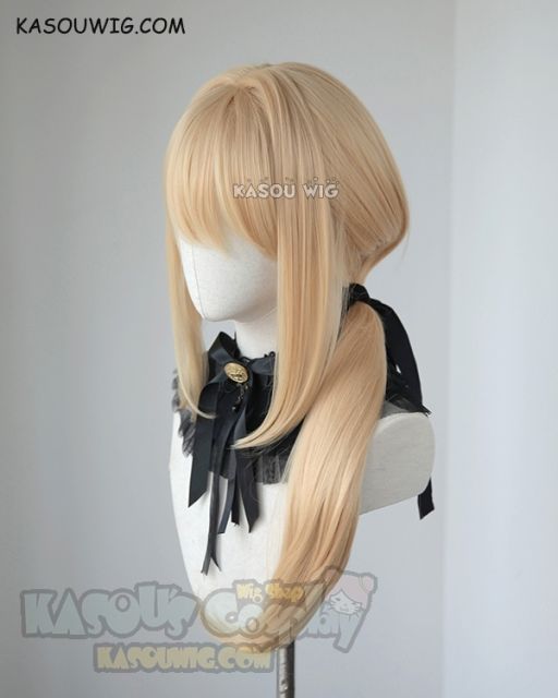 Violet Evergarden blonde ponytail wig with black ribbon. 75cm