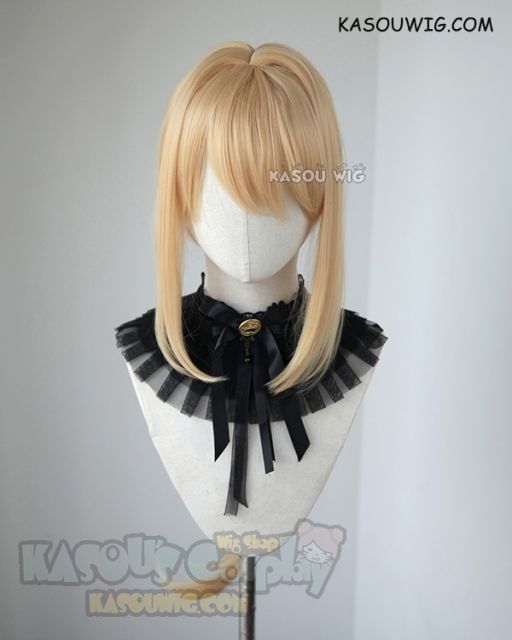 Violet Evergarden blonde ponytail wig with black ribbon. 75cm