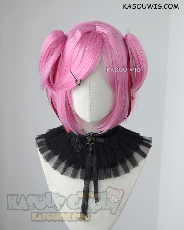 DDLC Doki Doki Literature Club Natsuki pink cosplay wig with chibi