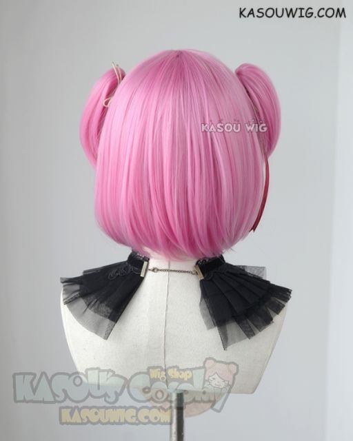 [2 styles] Doki Doki Literature Club Natsuki pink cosplay wig with chibi twin tails