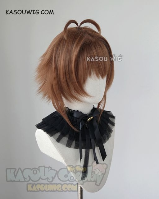 Cardcaptor Sakura Kinomoto Sakura short brown pre styled cosplay wig lolita wig lady wig