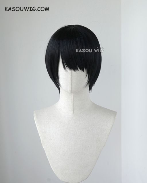 Free! Iwatobi Swim Club Haruka Nanase short smooth black cosplay wig with bangs . daily hair