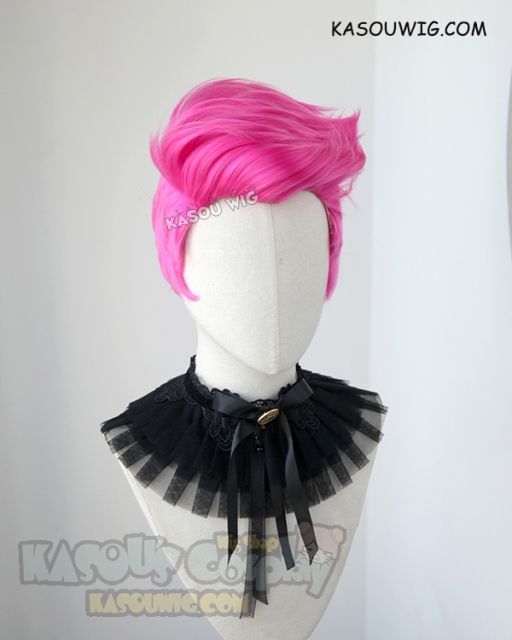 Overwatch Zarya short pre-styled pink cosplay wig