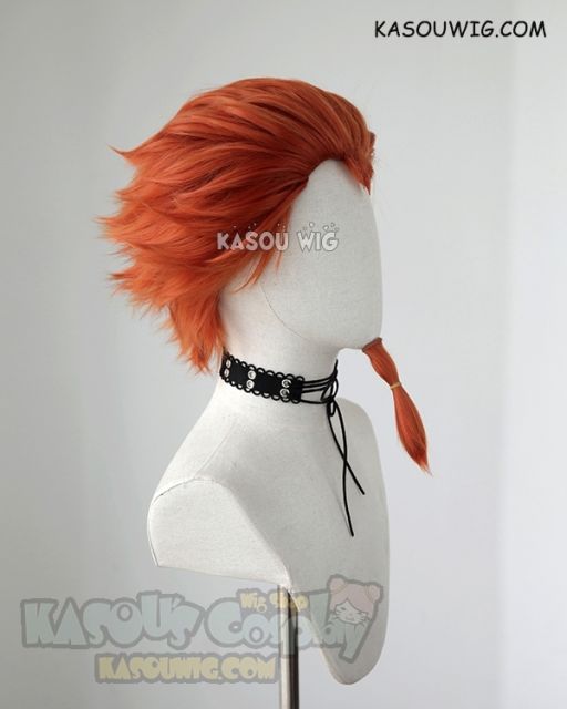 Danganronpa Kuwata Leon reddish orange slicked back spiky cosplay wig