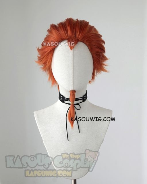 Danganronpa Kuwata Leon reddish orange slicked back spiky cosplay wig