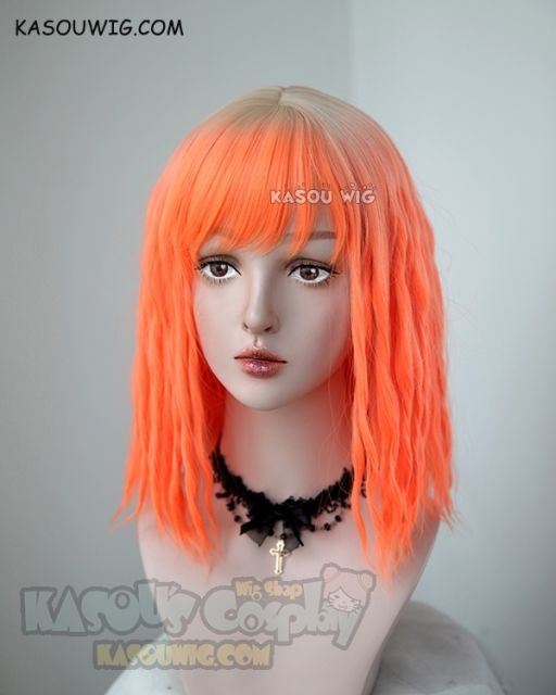 Leeloo Dallas neon orange dreadlocks cosplay wig with blonde roots