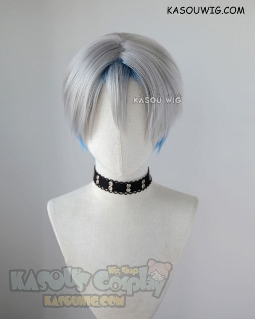 Ready Player One Parzival gray to blue ombre short cosplay wig