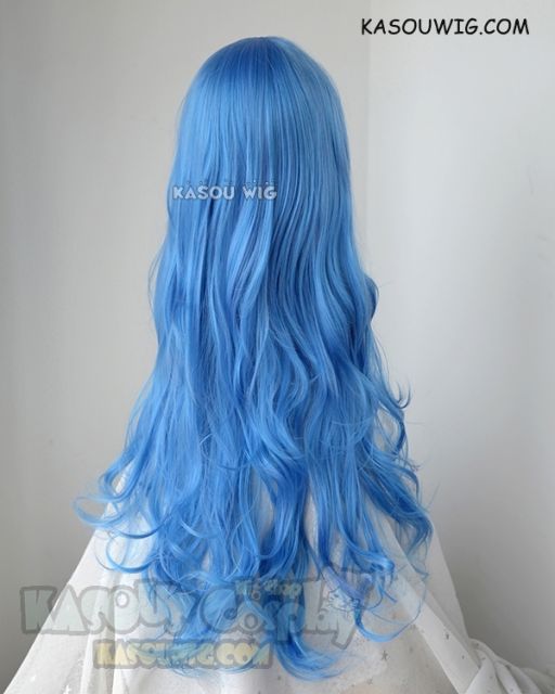 L-3 / KA048 dodger blue long layers loose waves cosplay wig . heat-resistant fiber