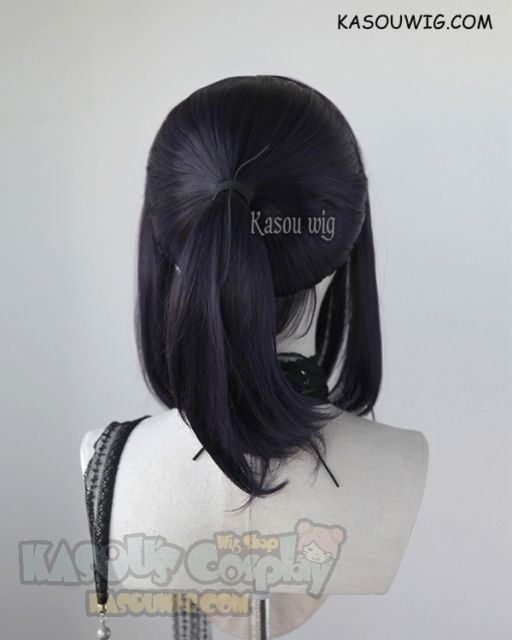 S-3 / SP31 deep purple ponytail base wig with long bangs.