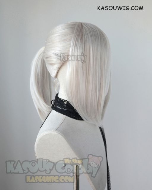 S-3 / SP05 Pearl White ponytail base wig with long bangs.