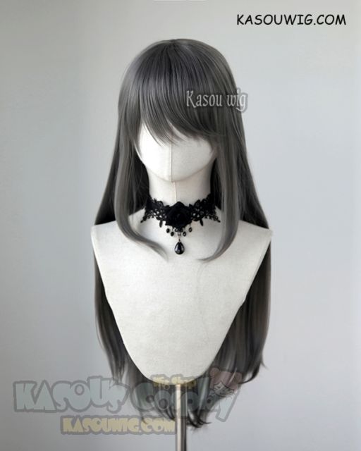 L-2 / KA005 steel gray 75cm long straight wig . Heating Resistant fiber