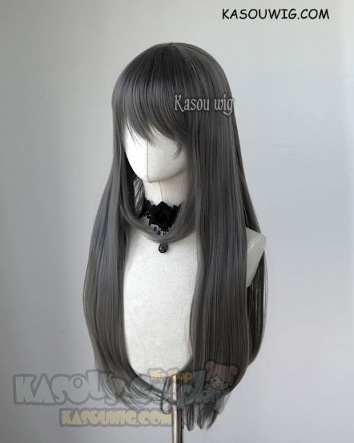 L-2 / KA005 steel gray 75cm long straight wig . Heating Resistant fiber