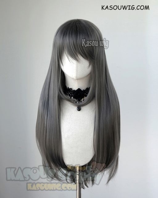 L-2 / KA005 steel gray 75cm long straight wig . Heating Resistant fiber