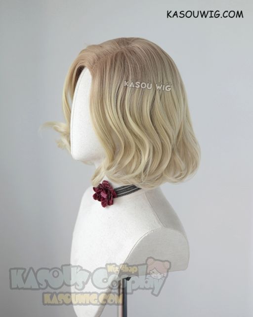 The Avengers Black Widow Natasha Romanoff side parted blonde wig. dark roots