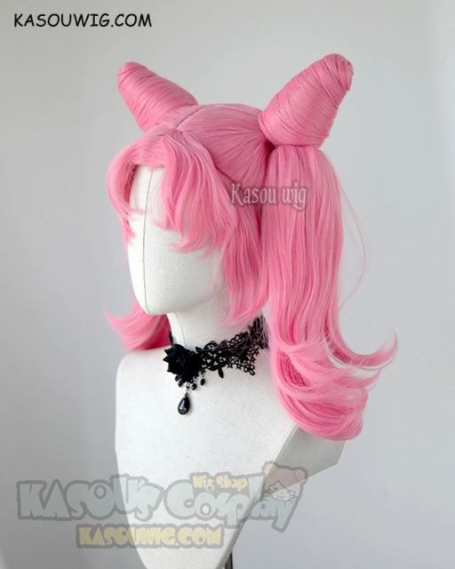 Sailor Moon Chibiusa Sailor Chibi moon pink cosplay wig curly tails with pre styled buns. clip-on