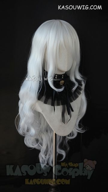 L-3 / KA001 snow white long layers loose waves cosplay wig. heat-resistant fiber