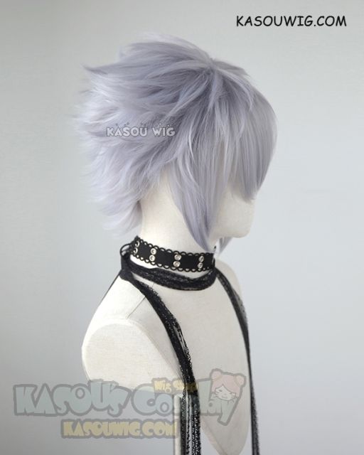 Kingdom Hearts III Riku short layered fluffy silver Lavender cosplay wig