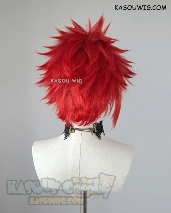 short spiky red wig