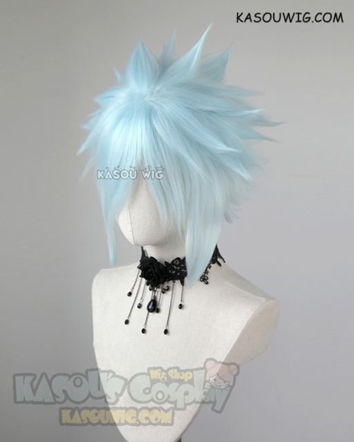 S-5  KA045 31cm / 12.2" short Light Cyan spiky layered cosplay wig