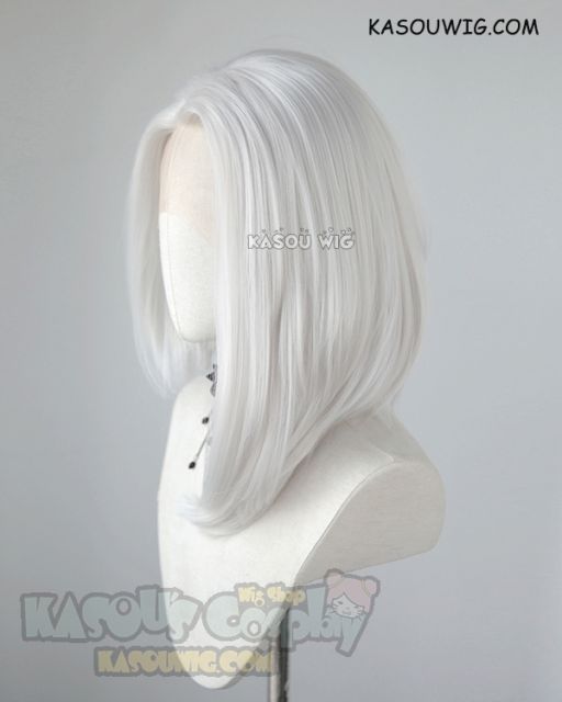 Lace Front>>> Overwatch Ashe silver white side-parted asymmetric bob shoulder-length cosplay wig