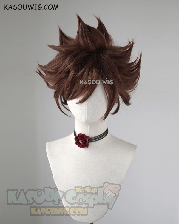 Kingdom Hearts III Sora short coffee brown spiky cosplay wig KASOU