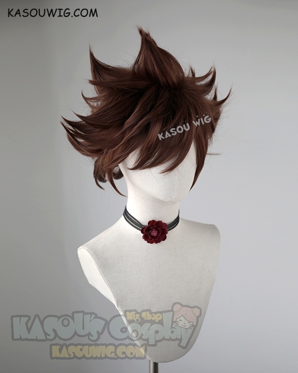 Kingdom Hearts III Sora short coffee brown spiky cosplay wig KASOU