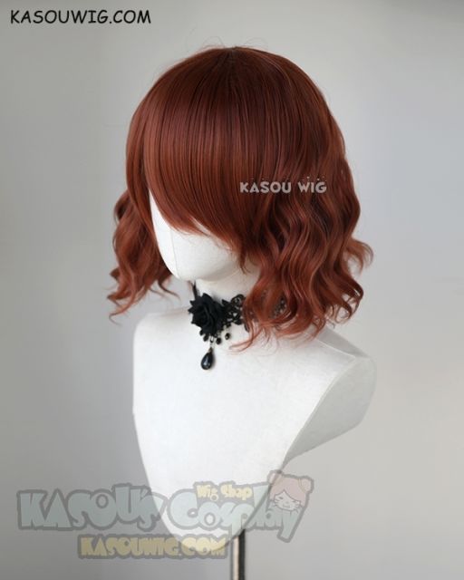 S-4 / KA044 auburn red loose beach waves lolita . harajuku wig with bangs .35cm .