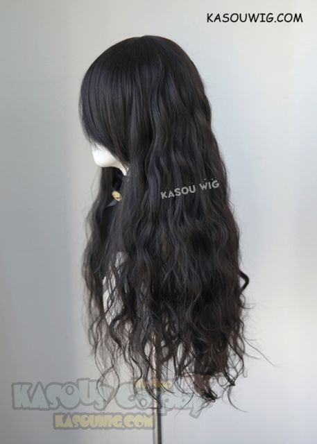 80cm long natural black wavy wig harajuku lolita hair daily use