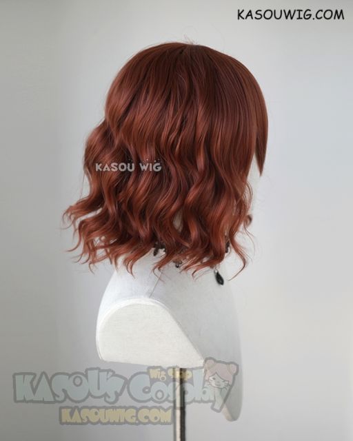 S-4 / KA044 auburn red loose beach waves lolita . harajuku wig with bangs .35cm .