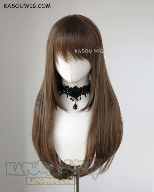 L-2 / KA025 Raw Umber brown 75cm long straight wig . Heating Resistant fiber