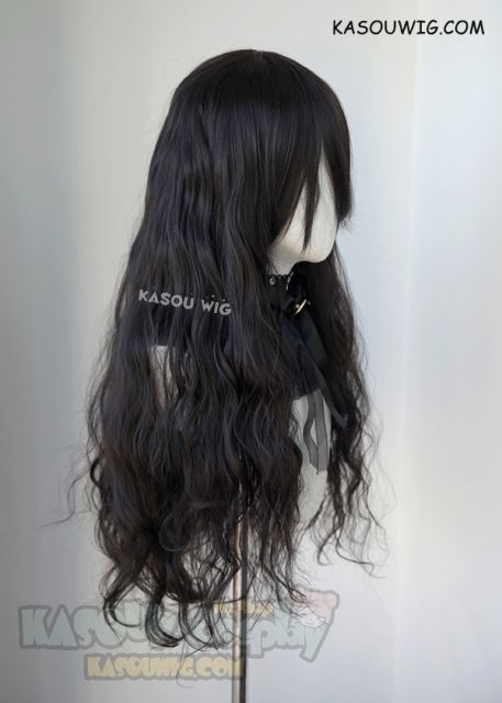 80cm long natural black wavy wig harajuku lolita hair daily use