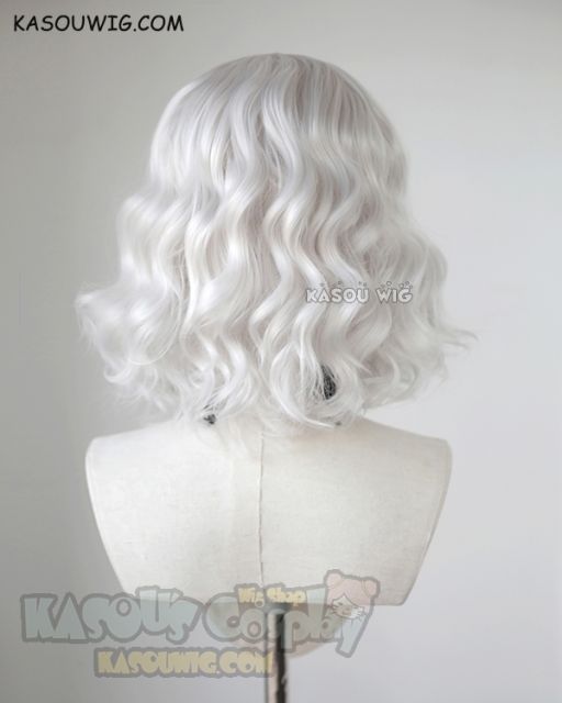 S-4 / KA002 silver white loose beach waves lolita . harajuku wig with bangs .35cm .