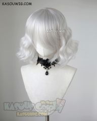 S-4 / KA002 silver white loose beach waves lolita . harajuku wig with bangs .35cm .