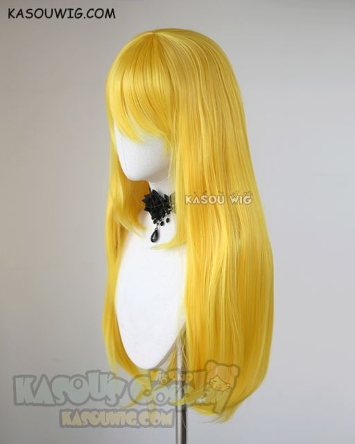 L-2 / SP35 bright yellow 75cm long straight wig . Heating Resistant fiber