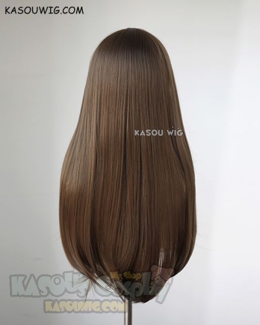 L-2 / KA025 Raw Umber brown 75cm long straight wig Heating Resistant fiber. Jujutsu Kaisen Shoko Ieiri