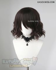 S-4 / KA030 deep brown loose beach waves lolita . harajuku wig with bangs .35cm .