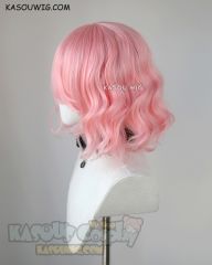 S-4 / KA033 light pink loose beach waves lolita . harajuku wig with bangs .35cm .