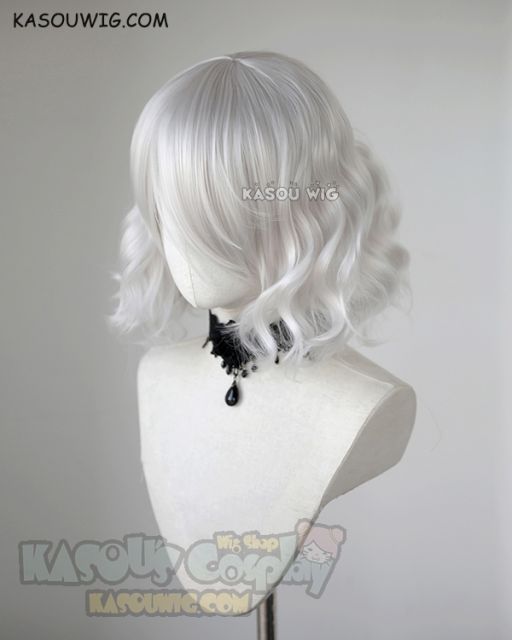 S-4 / KA002 silver white loose beach waves lolita . harajuku wig with bangs .35cm .