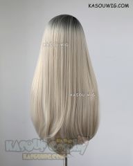 League of Legends KDA Ahri grayish blonde with black roots 75cm long straight wig